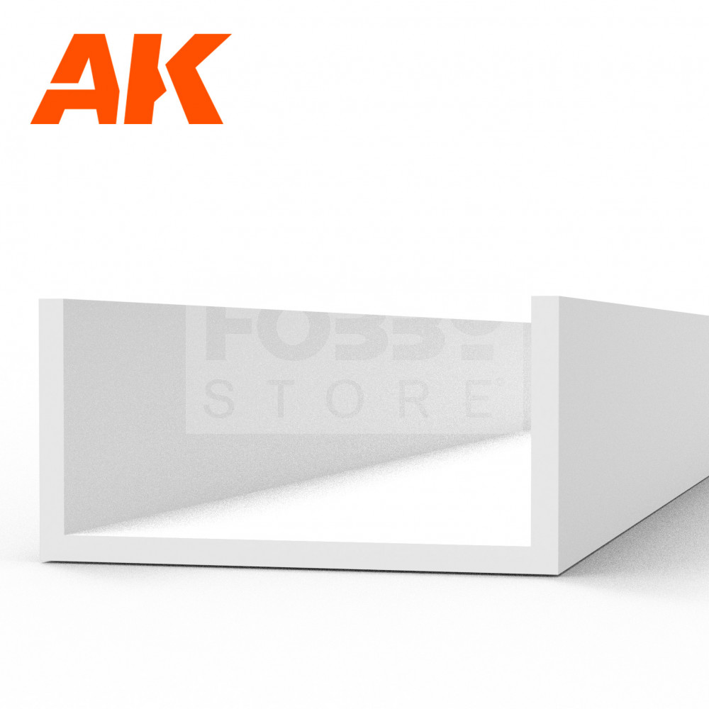 AK-Interactive - U Channel 6.0 width x 350mm – STYRENE U CHANNEL – (3 units) U alakú sztirol profil AK6558